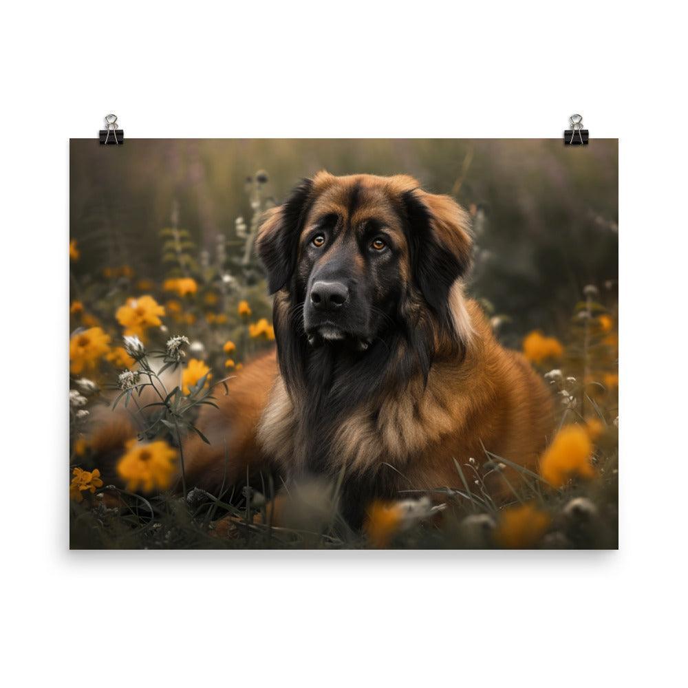 Estrela Mountain Dog Floral Meadow Portrait Poster - Oh Posters