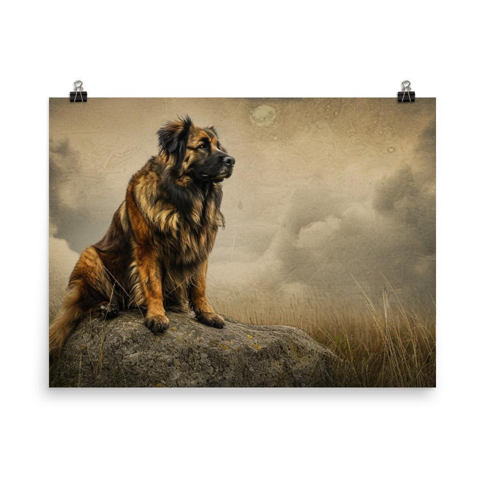 Estrela Mountain Dog Vintage Style Rock Perch Poster - Oh Posters