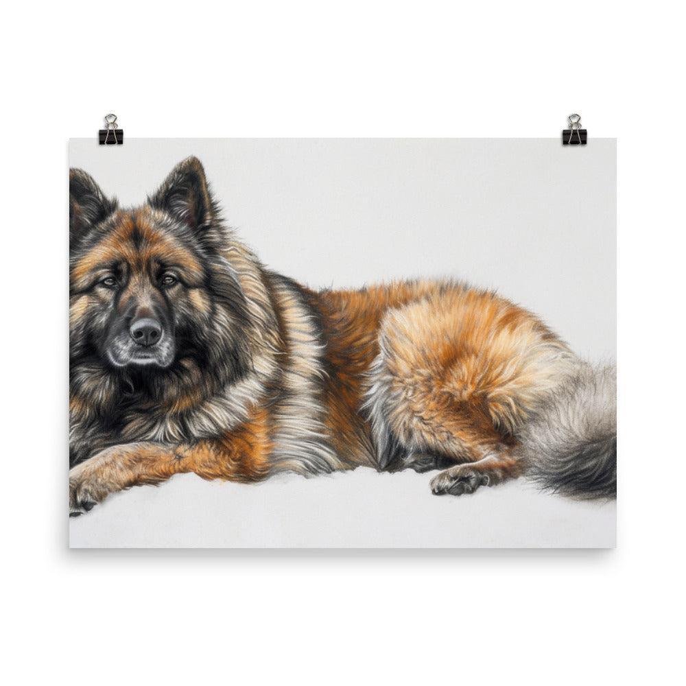 Lifelike Eurasier Dog Pencil Drawing Artwork Poster - Oh Posters