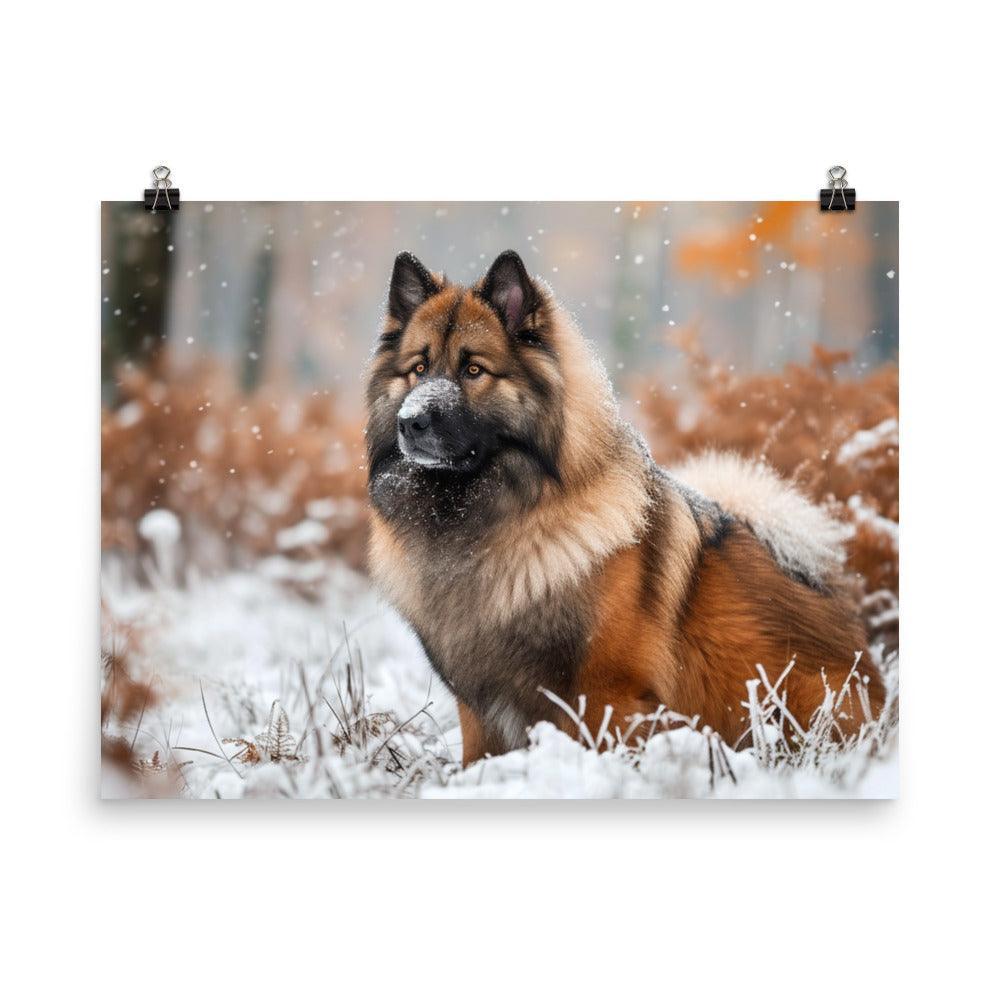 Majestic Eurasier in Winter Forest Photography Poster - Oh Posters