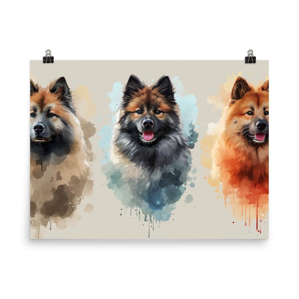 Eurasier Dog Trio Watercolor Style Artwork Poster - Oh Posters