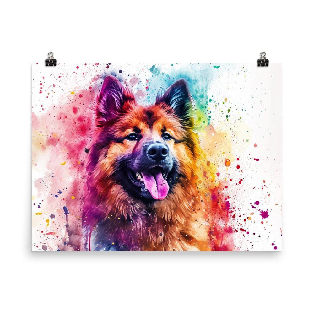 Vibrant Watercolor Eurasier Dog Artistic Poster - Oh Posters