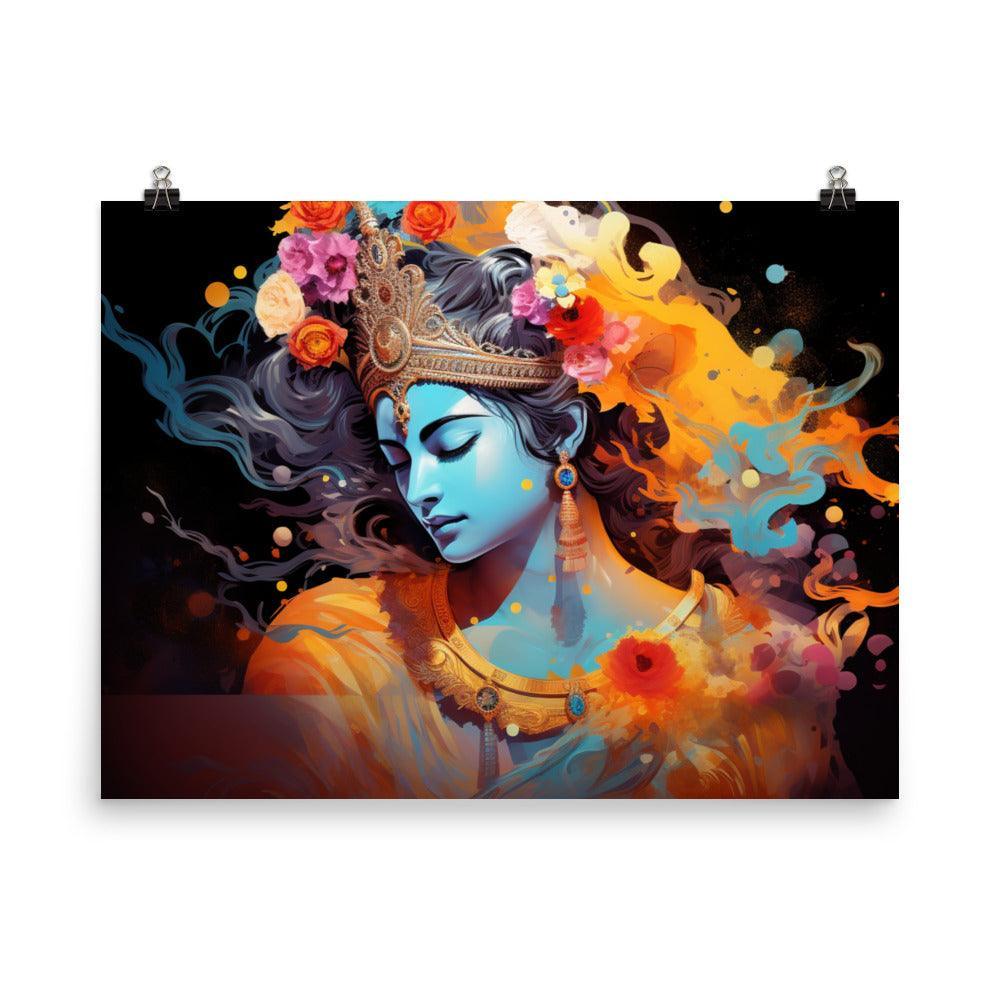 Krishna Ethereal Aura Digital Art Poster - Oh Posters