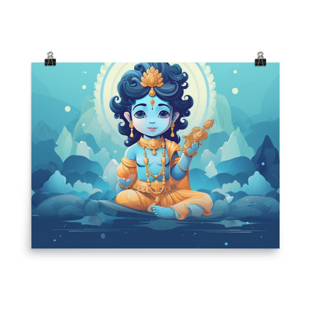 Krishna Playful Child Vector Art Poster - Oh Posters