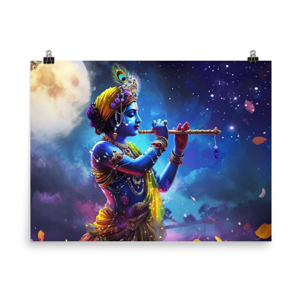 Krishna Enchanted Forest Nighttime Poster - Oh Posters