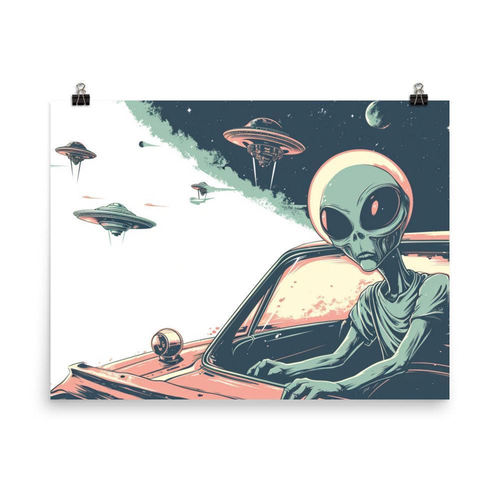 Extraterrestrial Driver Vintage Sci-Fi Art Poster - Oh Posters