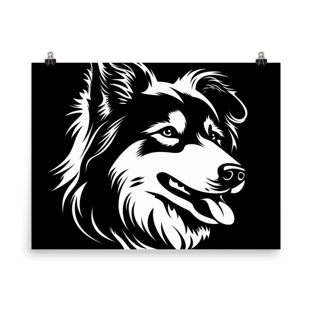 Finnish Lapphund Bold Black and White Silhouette Poster - Oh Posters