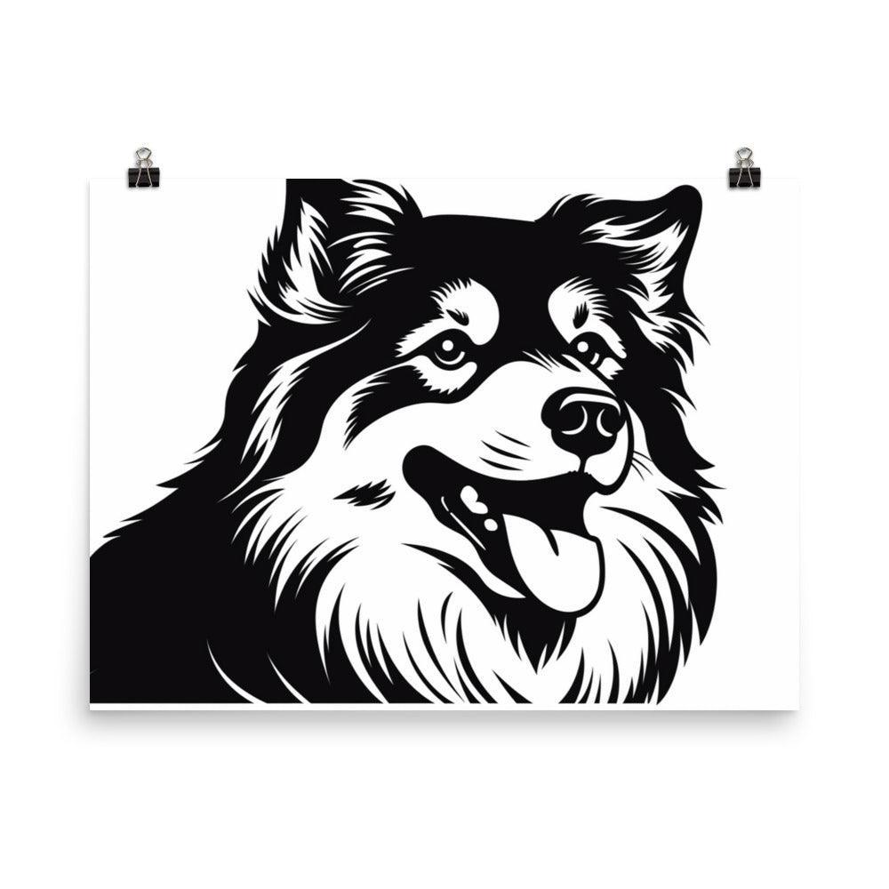 Finnish Lapphund Elegant Black and White Graphic Poster - Oh Posters