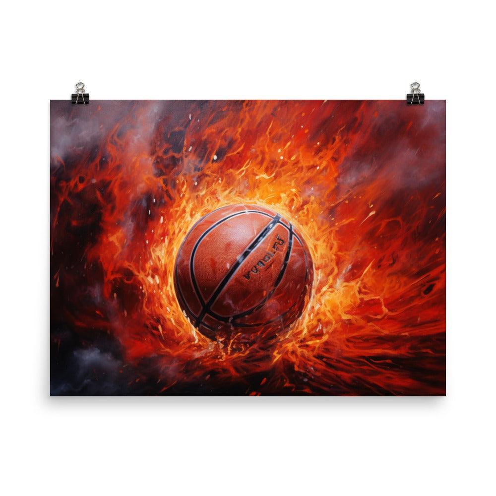 Fiery Slam Basketball Art Poster - Oh Posters