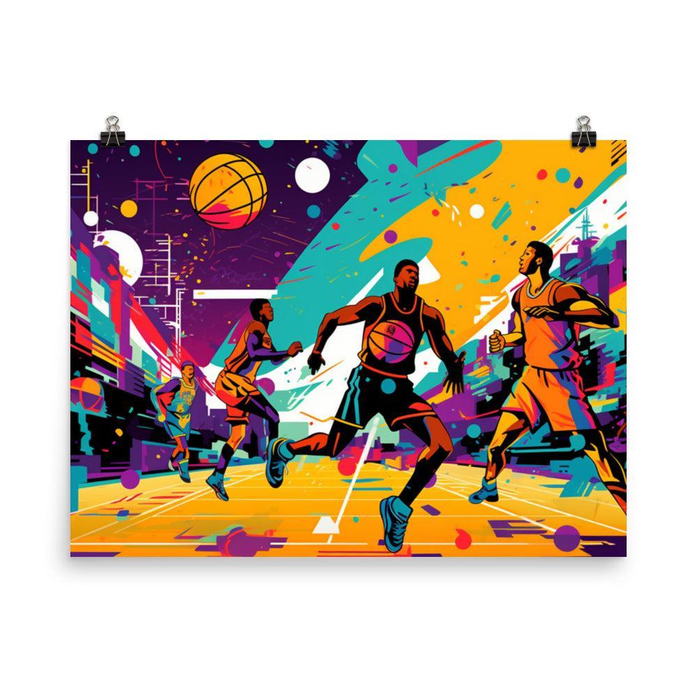 Retro Vibrant Basketball Game Poster - Oh Posters