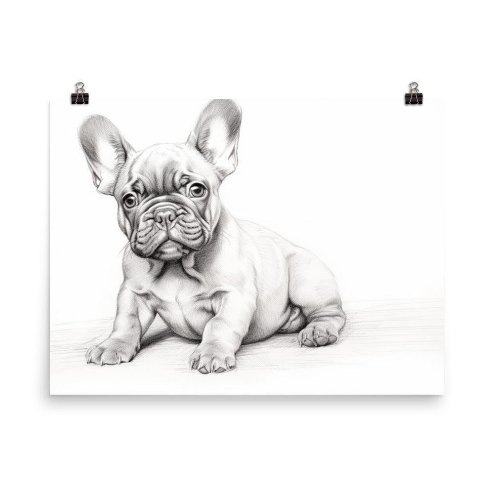 French Bulldog Pencil Sketch Art Poster - Oh Posters