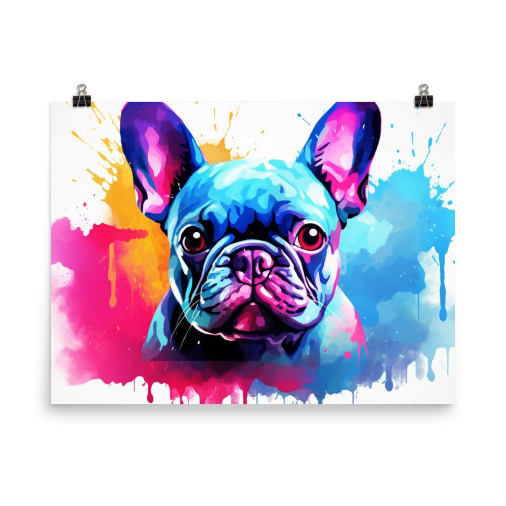 French Bulldog Watercolor Splash Colorful Art Poster - Oh Posters