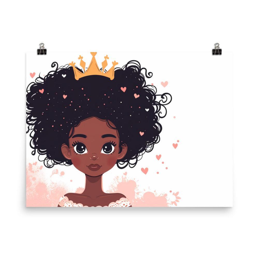 Crowned Black African Princess Heart Accents Character Poster - Oh Posters