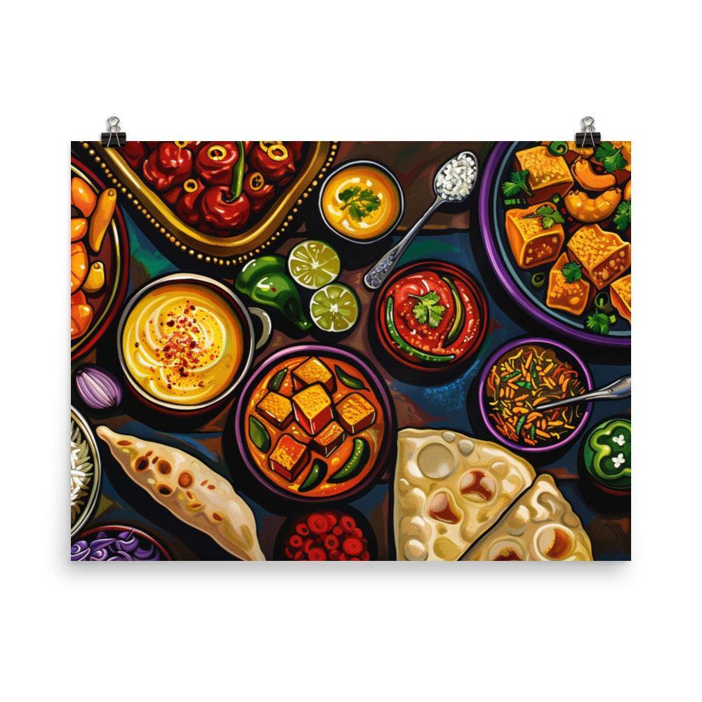 Indian Feast Colorful Traditional Cuisine Art Poster - Oh Posters