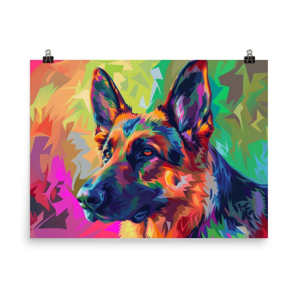 German Shepherd Geometric Pop Art Poster - Oh Posters