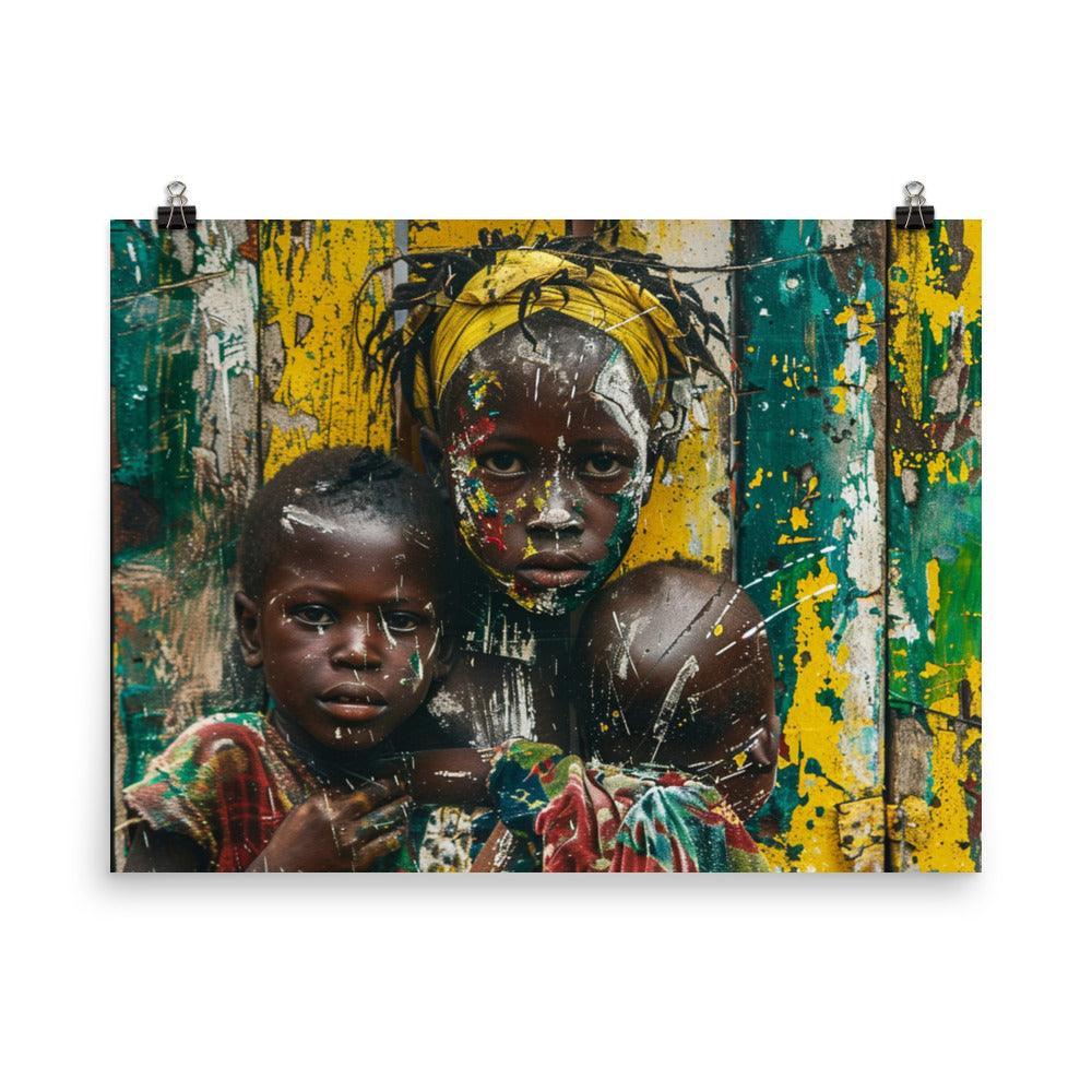 Central African Republic Vibrant Village Life Oil Painting Poster - Oh Posters