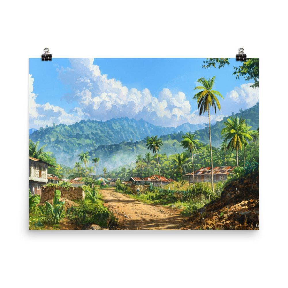 Comoros Tropical Village Road Landscape Painting Poster - Oh Posters