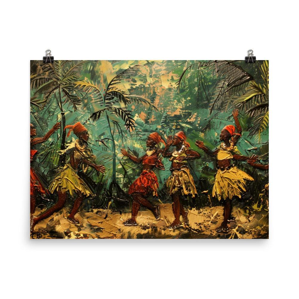 Congo Tribal Dance in Lush Forest Painting Poster - Oh Posters