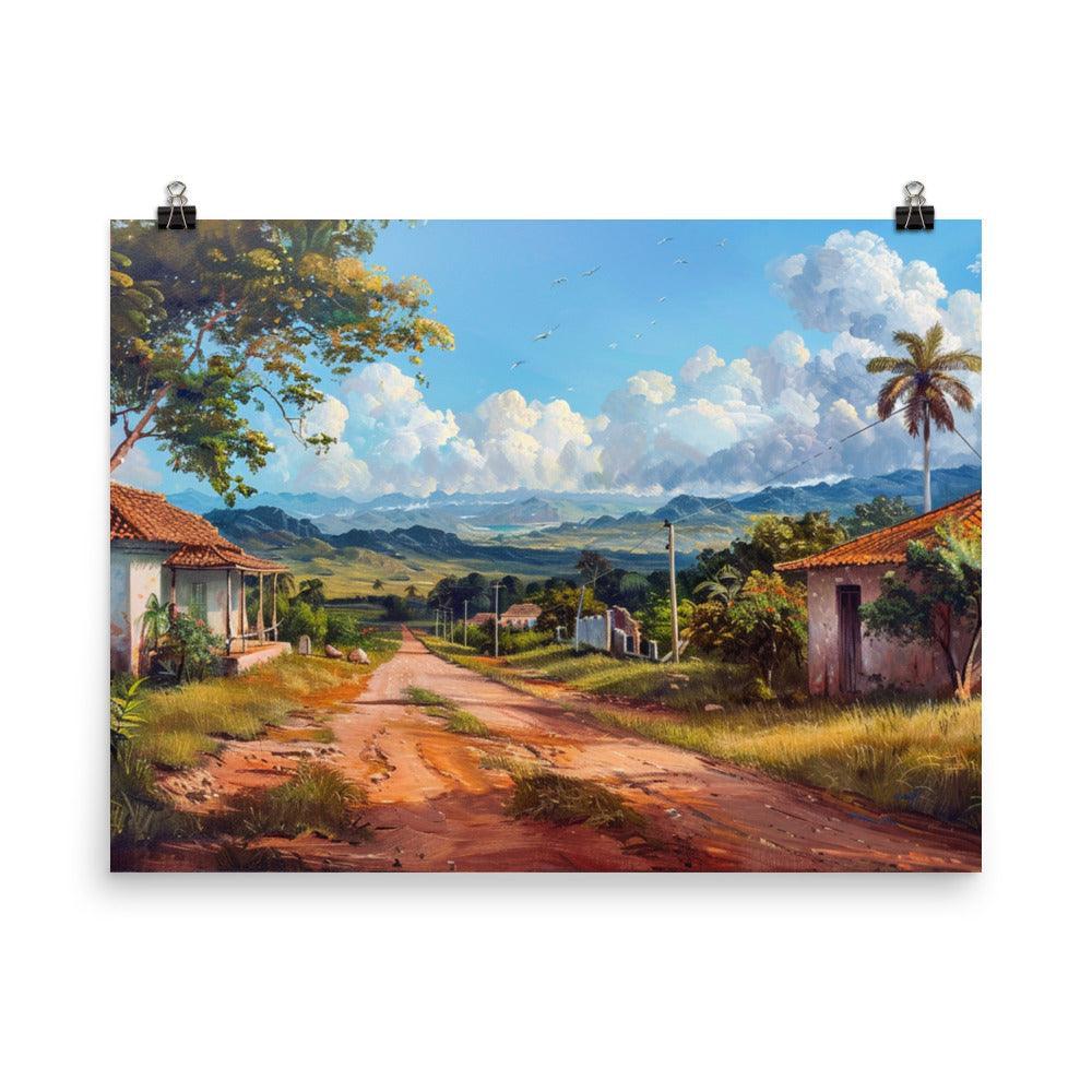 Cuba Time-Worn Village Road Scenic Oil Painting Poster - Oh Posters