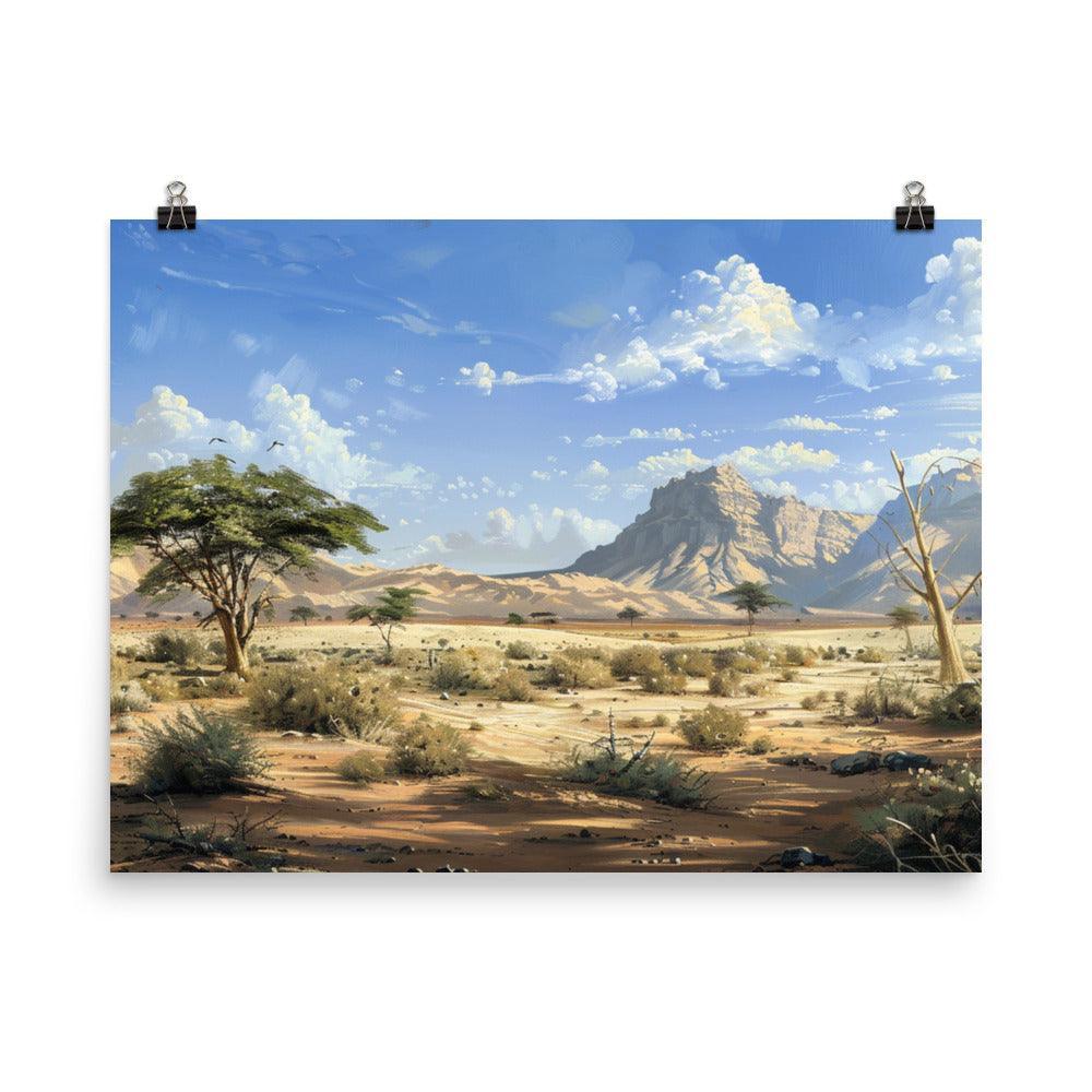 Djibouti Acacia Trees and Sand Dunes Art Poster - Oh Posters