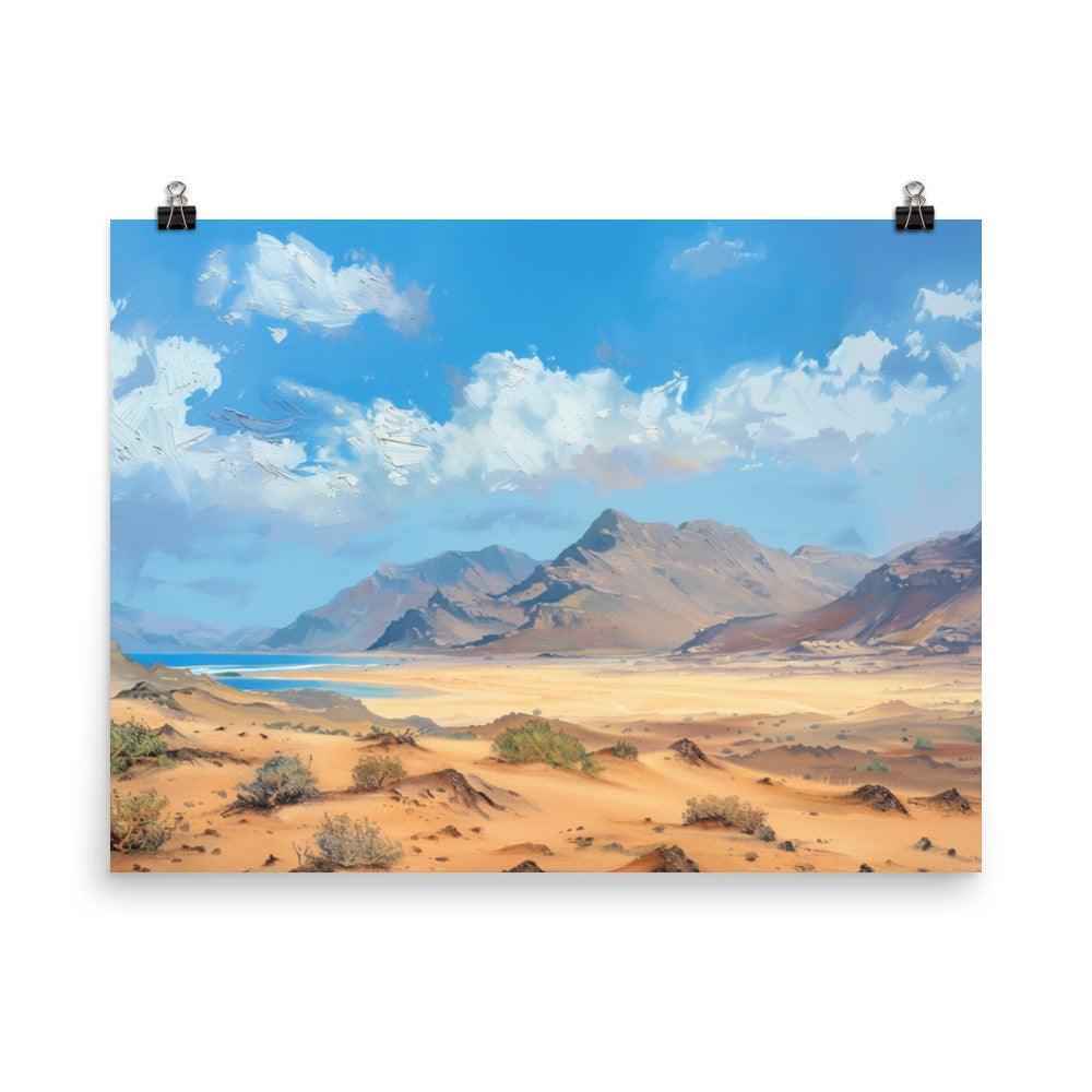 Djibouti Desert Mountains Landscape Painting Poster - Oh Posters