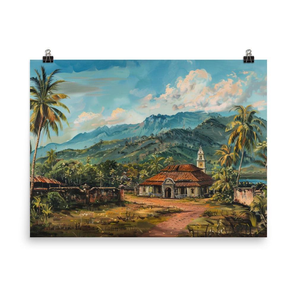 East Timor Tropical Mountain Village Painting Poster - Oh Posters