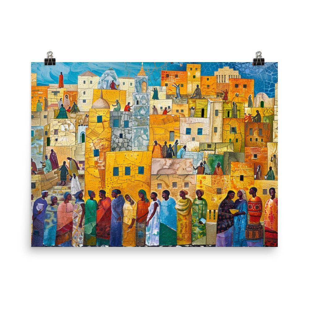 Eritrea Vibrant Town Mosaic Artwork Poster - Oh Posters