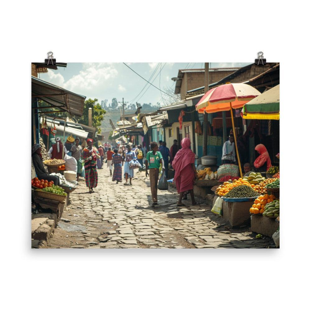 Ethiopia Colorful Open-Air Market with Street Vendors Poster - Oh Posters