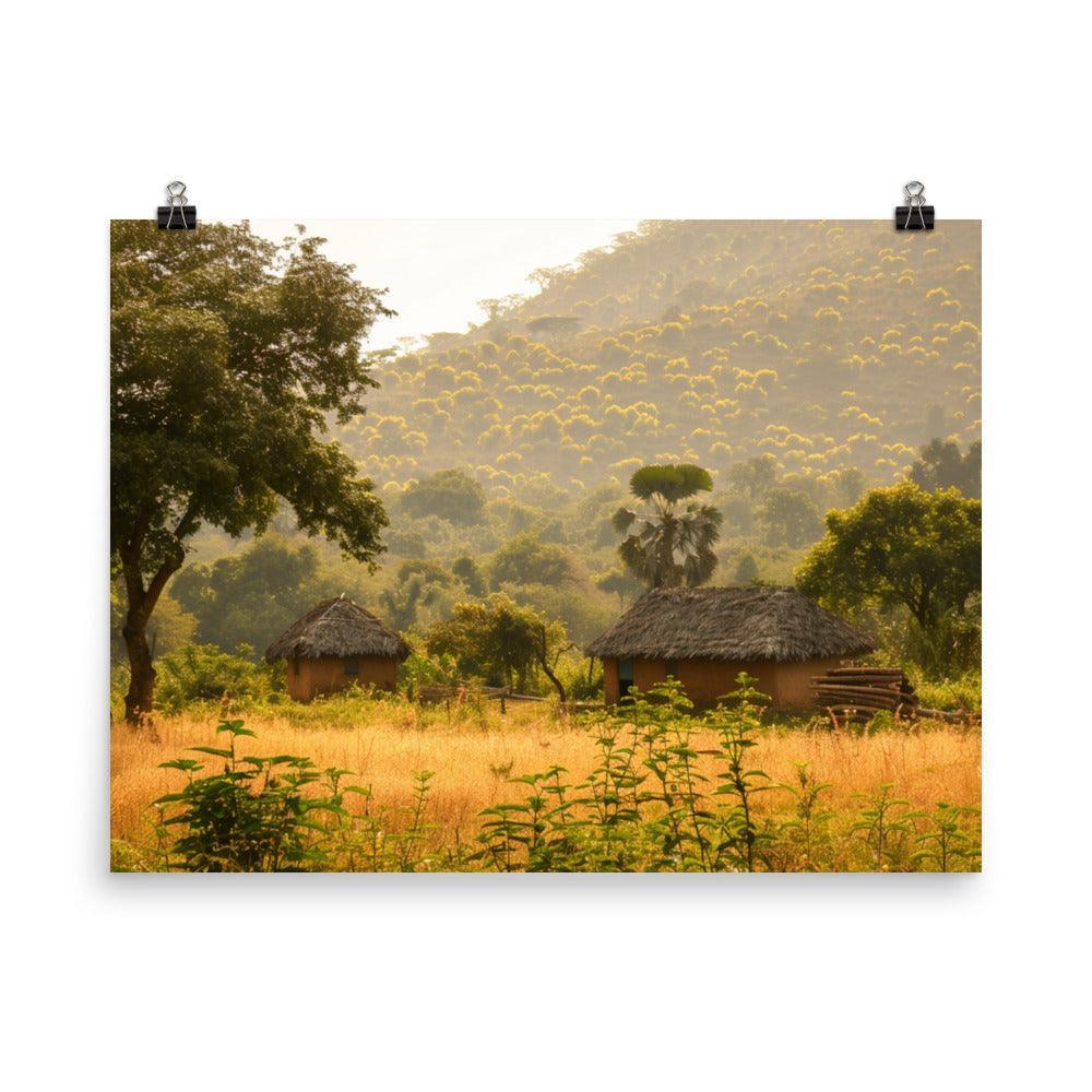 Guinea Rural Village Golden Morning Poster - Oh Posters