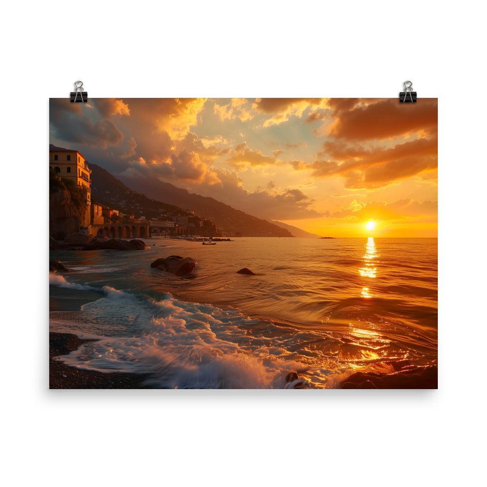 Italy Amalfi Coast Dramatic Sunset Beach Poster - Oh Posters