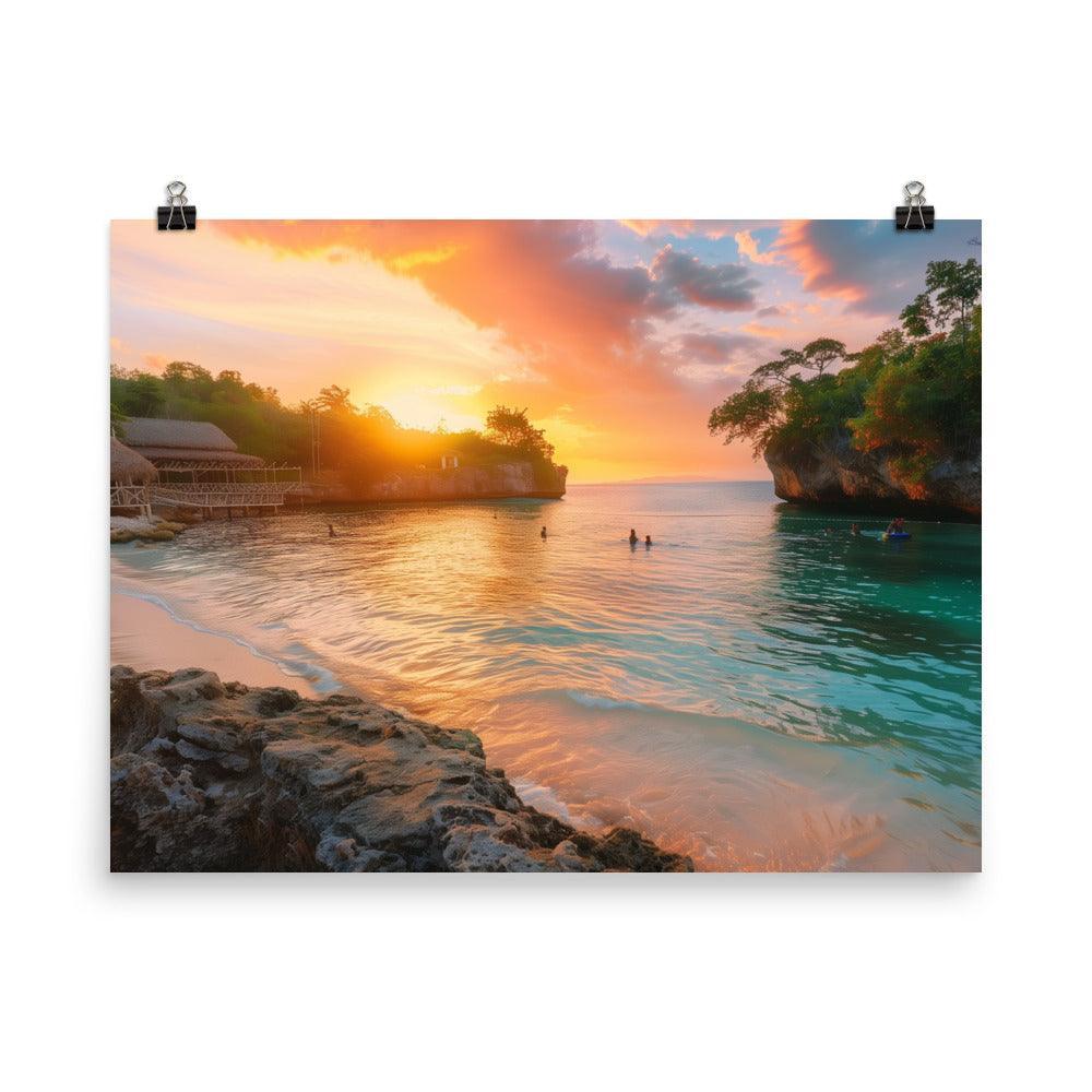 Jamaica Sunset Beach Cove Paradise Poster - Oh Posters