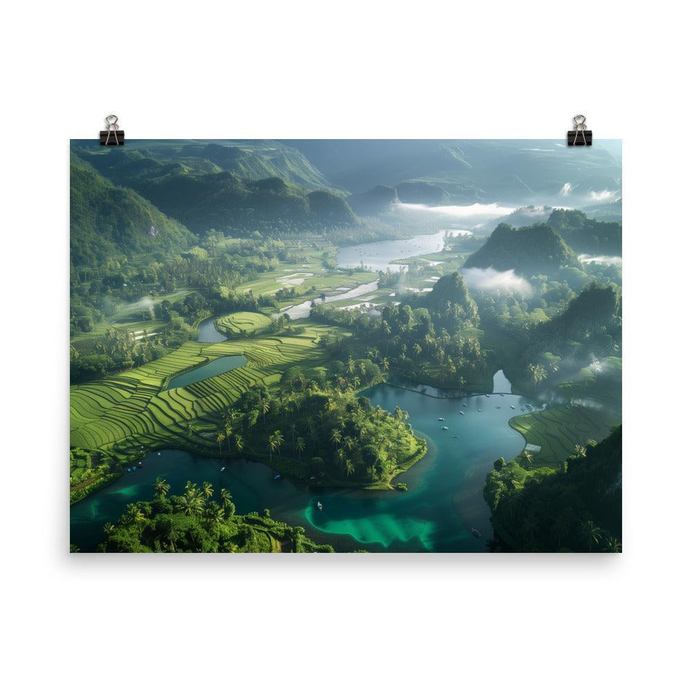 Indonesia Lush Green Valley Scenic Poster - Oh Posters