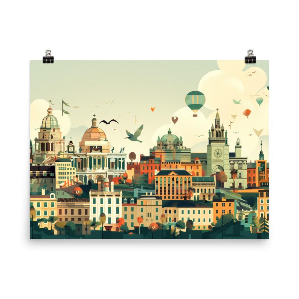 Ireland Historic Skyline Hot Air Balloons Poster - Oh Posters