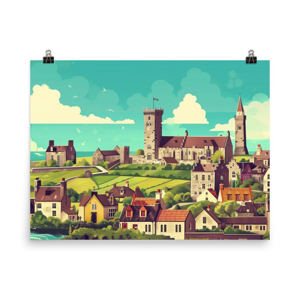 Ireland Coastal Village Scenic Landscape Poster - Oh Posters