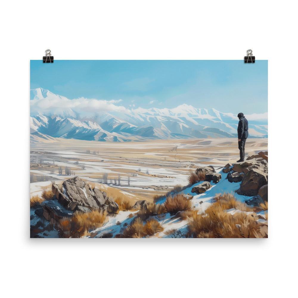 Kazakhstan Mountain Landscape Explorer Art Poster - Oh Posters