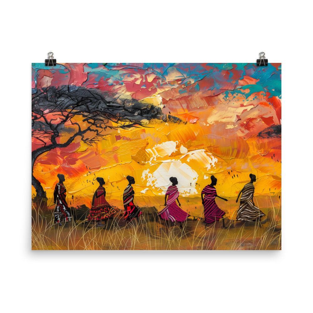 Kenya Maasai Women Sunset Silhouette Poster - Oh Posters