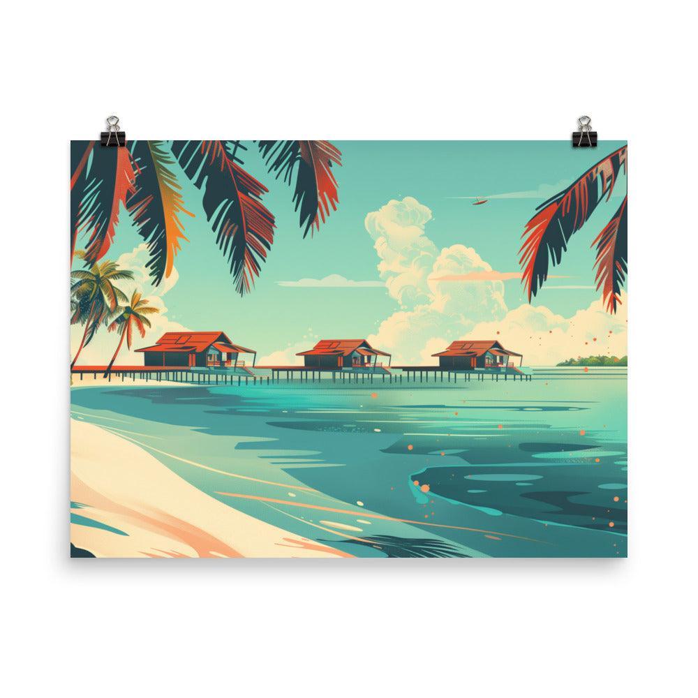 Maldives Overwater Bungalows Tropical Beach Poster - Oh Posters