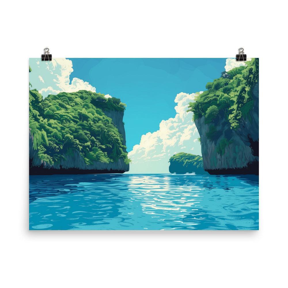 Palau Tropical Lagoon with Lush Cliffs Poster - Oh Posters