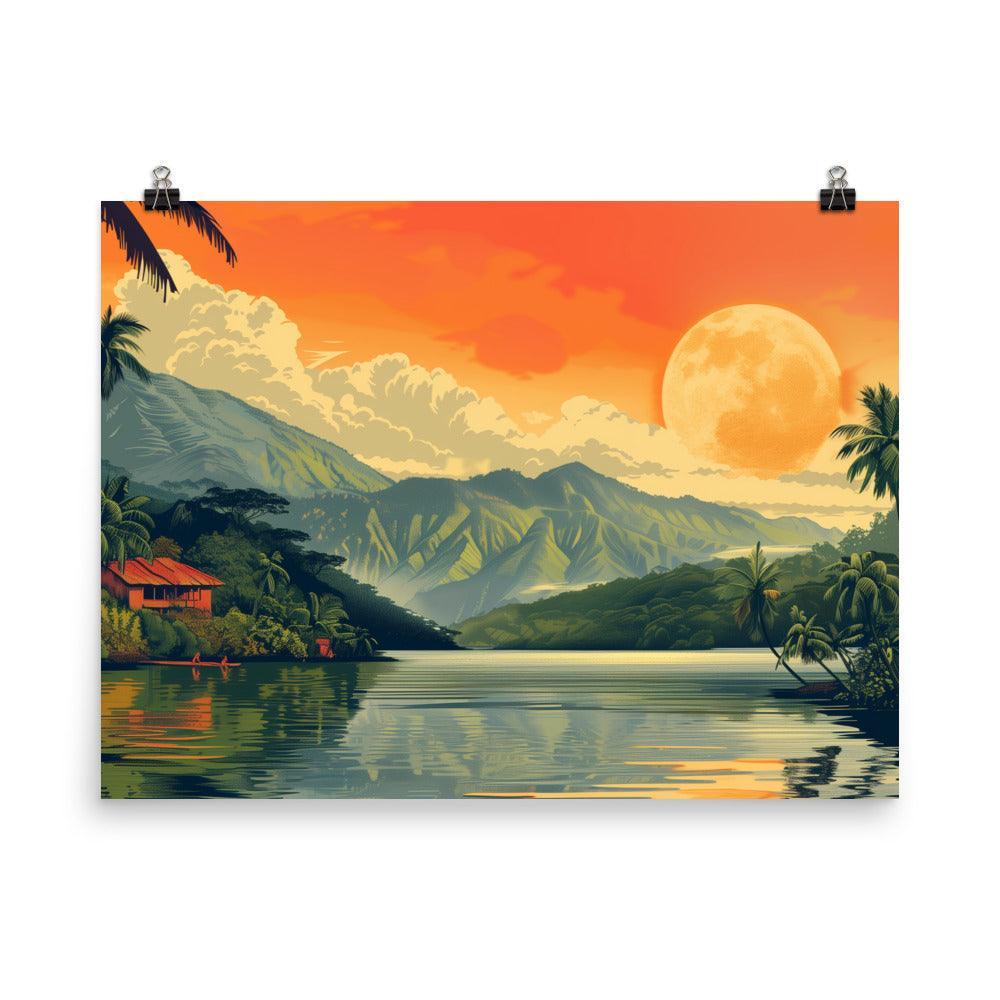 Papua New Guinea Tropical River Sunset Poster - Oh Posters