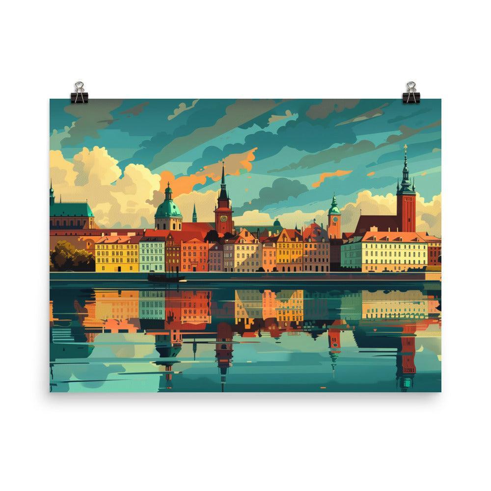 Poland Historic Waterfront Skyline Poster - Oh Posters