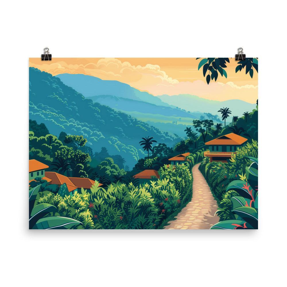 Rwanda Lush Mountain Village Scenic Poster - Oh Posters