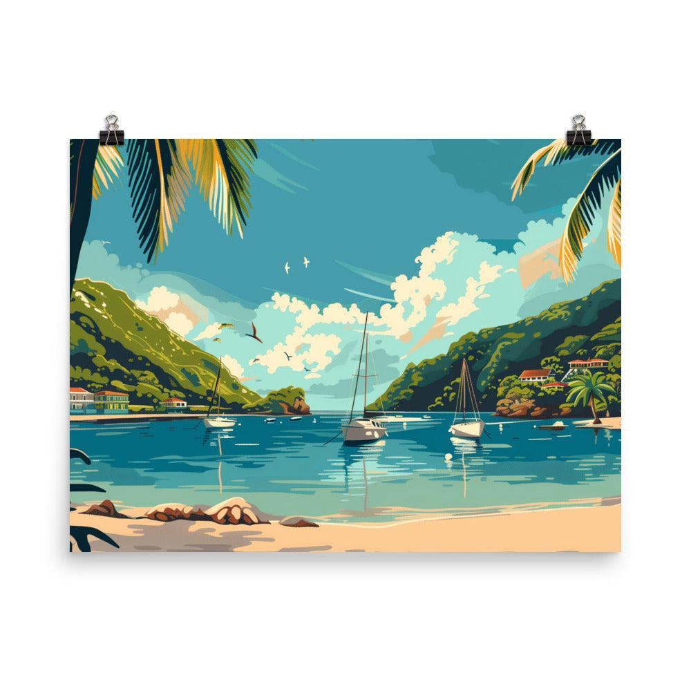 Saint Lucia Tranquil Bay Scenic Landscape Poster - Oh Posters