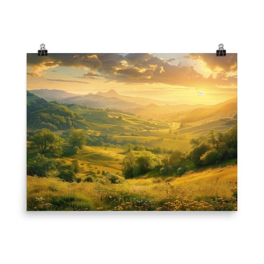 Slovakia Golden Mountain Valley Sunrise Poster - Oh Posters