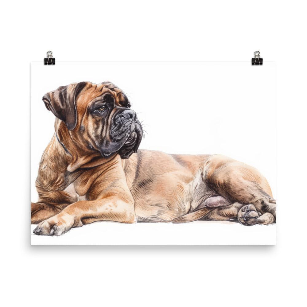 Bullmastiff Sketch Style Drawing Poster - Oh Posters