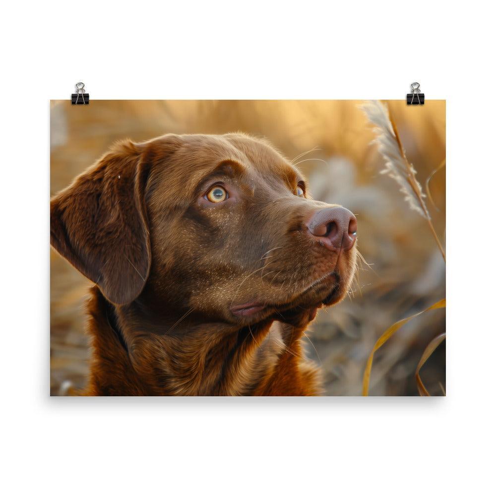 Chesapeake Bay Retriever Autumn Field Portrait Poster - Oh Posters