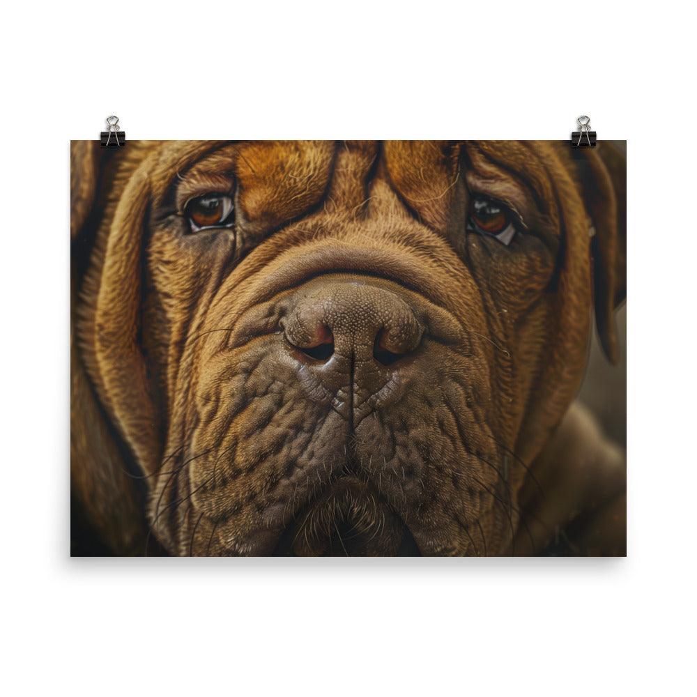 Chinese Shar-Pei Close-Up Wrinkled Face Portrait Poster - Oh Posters