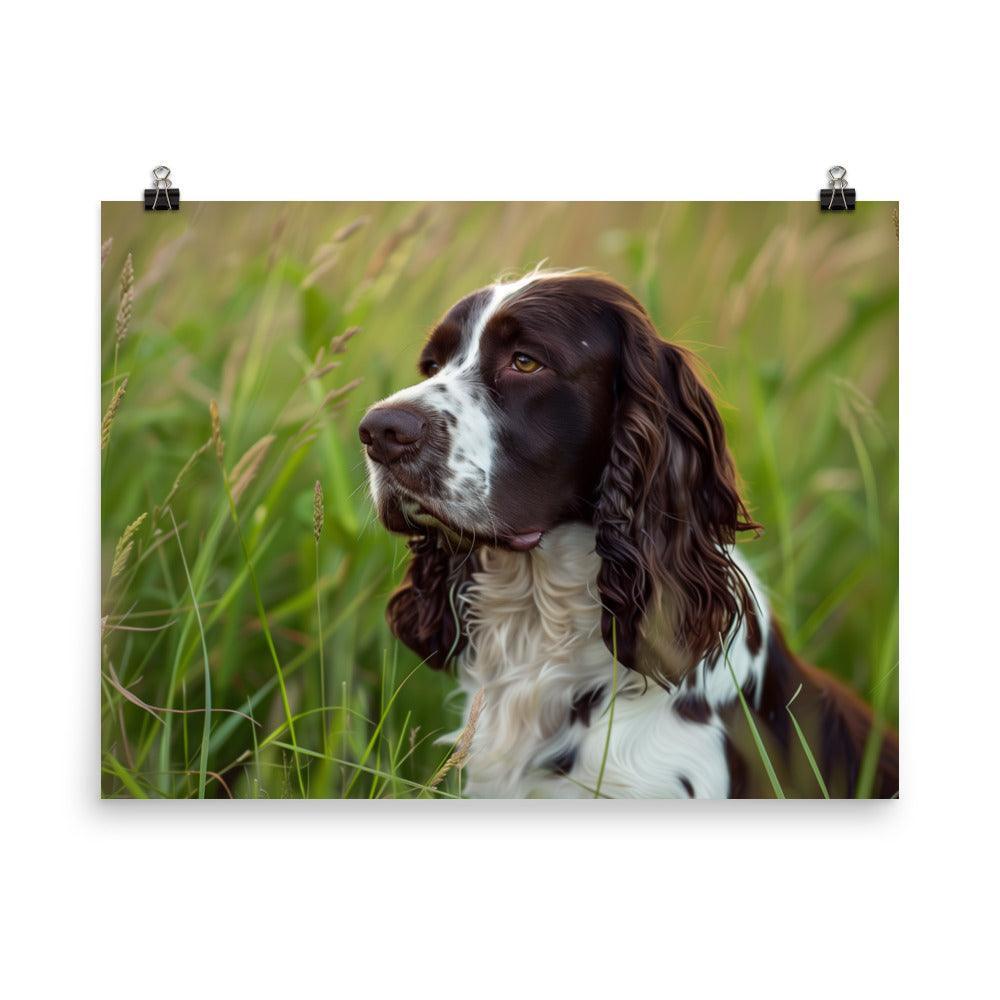 English Springer Spaniel in Tall Grass Portrait Poster - Oh Posters