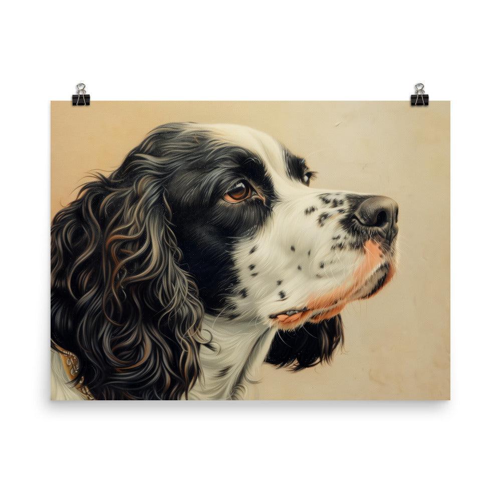 English Springer Spaniel Realistic Painting Side Profile Poster - Oh Posters