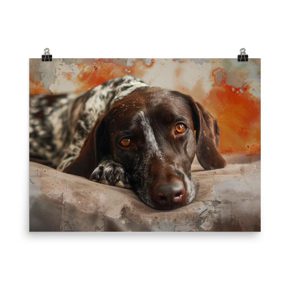 German Shorthaired Pointer Resting on Artistic Background Poster - Oh Posters