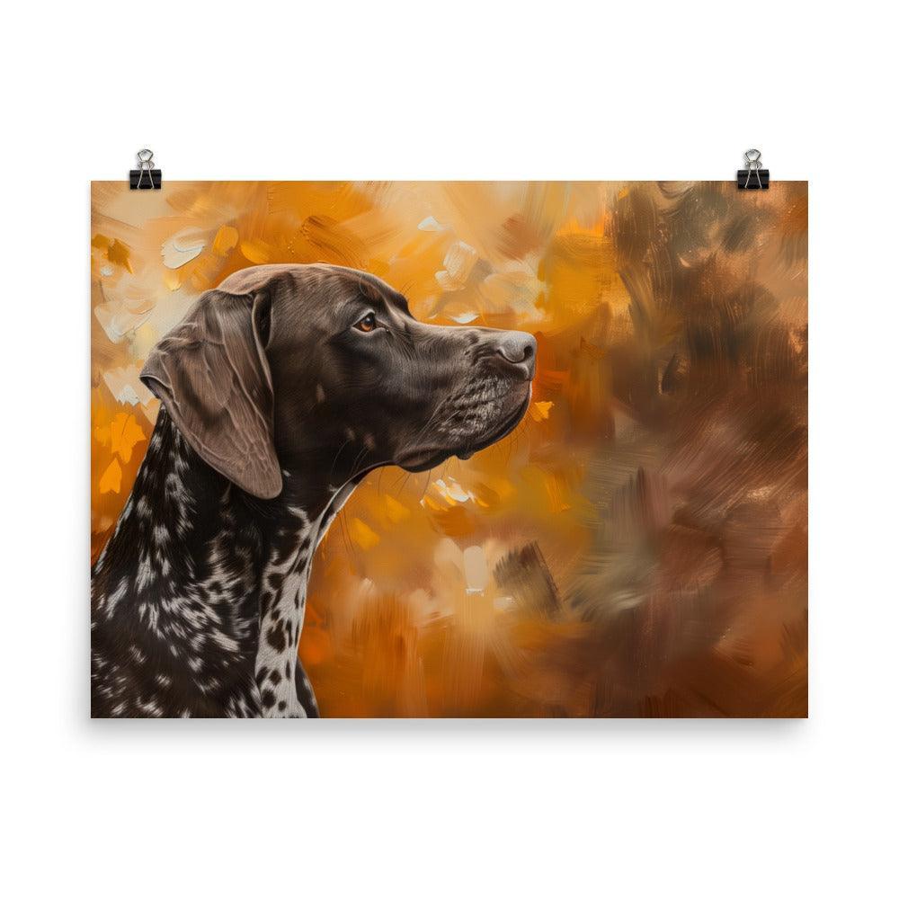 German Shorthaired Pointer Side Profile Autumn Painting Poster - Oh Posters